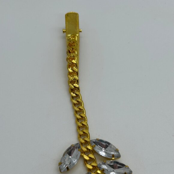 Vintage Sweater Clip Curb Chain Prong Set Acrylic Rhinestones 1950s-1960s - Picture 6 of 13